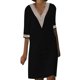 thumbnail image 1 of Gibobby Vestidos para Mujer Mujer Casual Half Mini vacaciones cuello en V vestidos cortos para mujer 2023(Negro,XL), 1 of 5
