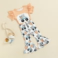 thumbnail image 3 of Douhoow 2Pcs Toddler Girl Easter Outfits Kid Short Sleeve Bunny T-Shirts Carrot Flared Pants, 3 of 8