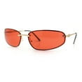 thumbnail image 4 of Rimless Narrow Rectangle Wrap Luxury Metal Rim Oversized Sunglasses Gold - Burgundy, 4 of 8