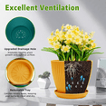 thumbnail image 2 of 5-Pack Plastic Plant Pots with Drainage Holes and Saucer Trays, 7.5/6.7/6/5/4.1 Inch Flower Pots, Multicolor Planters for Indoor & Outdoor Plants, 2 of 8