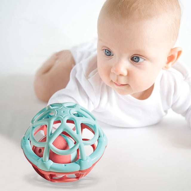 Newborn Infant Rattle Teether 3-6-12 Months Infant Toy Molar Chewable Soft Rubber Bells Hand Ball Toy