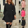 thumbnail image 1 of Gspmoly Robe pour Femmes, Mode Femmes Aguichant Été Décontractée Manches Longues Unie Bandage Robe à Col en V Robes de Cocktail pour Femmes jusqu'à 60 % de Rabais, 1 of 5