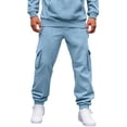 thumbnail image 6 of Baggy Sweatpants for Men Elastic Waist Running Drawstring Joggers Sports Workout Tapered Sweat Pants with Pockets Light Blue XXL, 6 of 9