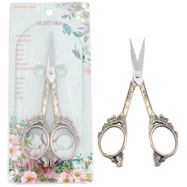 Dsseng 2Inch Stainless Steel Scissors Silver Sewing Embroidery Scissors Small Precision Detail Scissors Vintage Shears Sharp Cutter for Fabric Paper Cutting Craft Art Work DIY Tool DIY