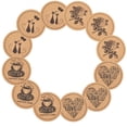 thumbnail image 1 of Posavasos de corcho, 12 juegos resistentes al calor e impermeables con soportes de metal, los mejores posavasos redondos naturales reutilizables para mesas de cristal de bar., 1 of 5
