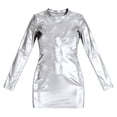 thumbnail image 4 of QHFBli Femmes Brillant Col Roulé Manches Longues Gymnastique Danse Justaucorps justaucorps Shorts Combinaison Rave, 4 of 4