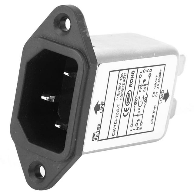 Filtro de alta calidad IEC-320 C14 Conector macho Componentes electrónicos 10A CW1D-10A T