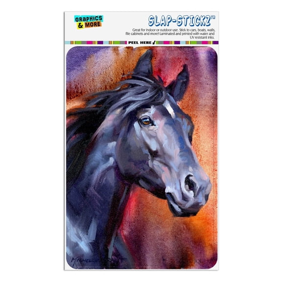 Black Horse Portrait Painting Indigo Night Home Business Office Sign