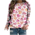 thumbnail image 2 of 50 % de Rabais Liquidation Chandail Surdimensionné pour Femmes 2023 Manches Longues Décontracté Impression de la Saint-Valentin Col Rond Chandail Col Rond Tunique, 2 of 5