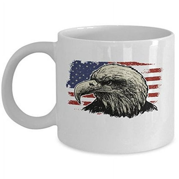 Eagle 11 oz Coffee Mug - USA Flag White Ceramic Gift