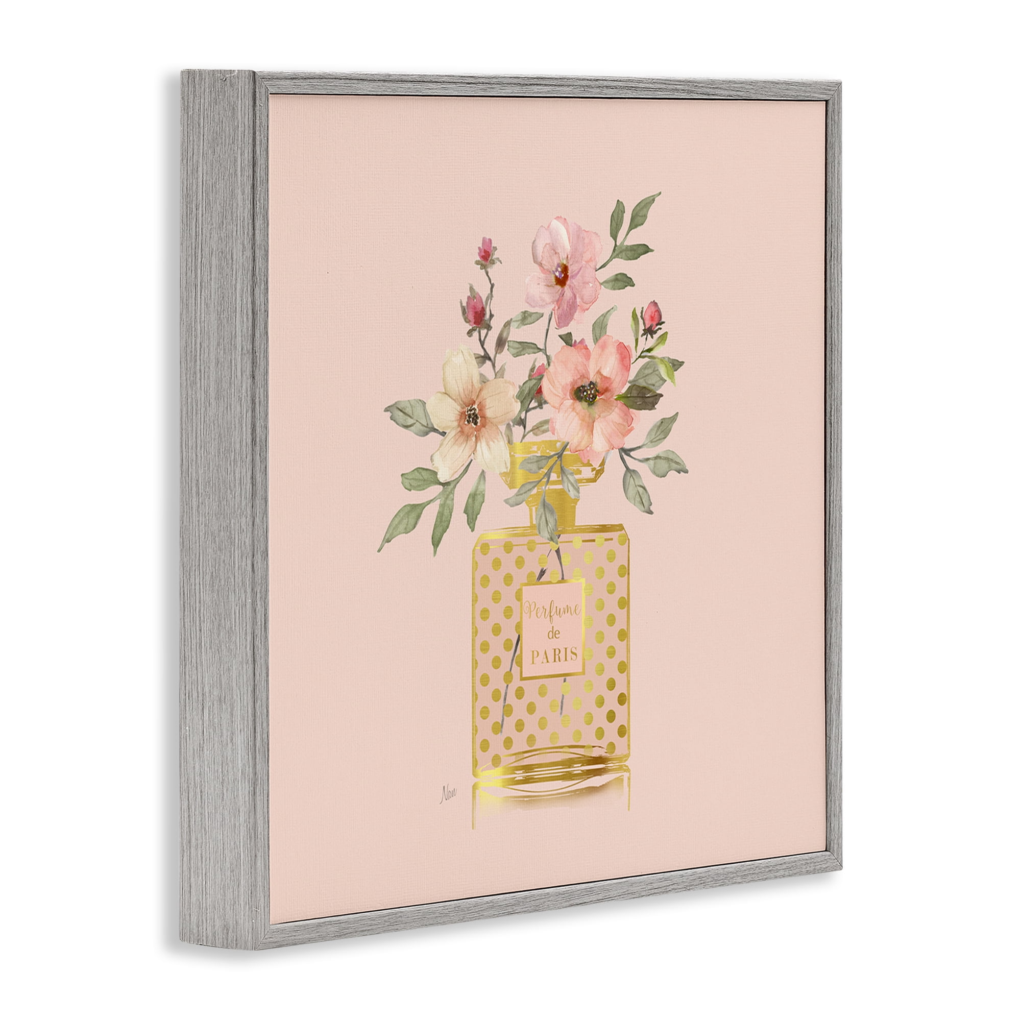 Stupell Industries Glam Perfume Bouquet Botanical & Floral Painting Gray Framed Art Print Wall Art, 24 x 24