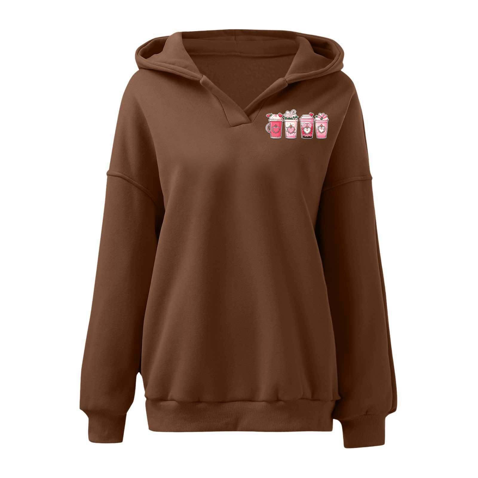 And Winter Fashionable Beverage Printed Women's Hooded Sweatshirt Without Pockets Women's Hooded Sweatshirt Womens Sweatshirts Clothe Sweatshirt Winter Fashion Women 2022 Womens Thin Hoodie Tunic Zip
