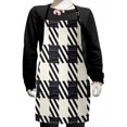 thumbnail image 1 of Checkered Kids Apron, Diagonal Stripes and Squares Monochrome Sketchy Geometric Grid Revival Tile, Boys Girls Apron Bib with Adjustable Ties for Cooking Baking Painting, Black and White, by Ambesonne, 1 of 2