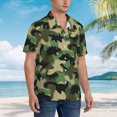 thumbnail image 3 of Fotbe Camouflage Dinosaur Camisa Hawaiana para Hombre Unisex – Camisa Casual de Verano con Botones de Manga Corta de Algodón y Lino,Medium, 3 of 7