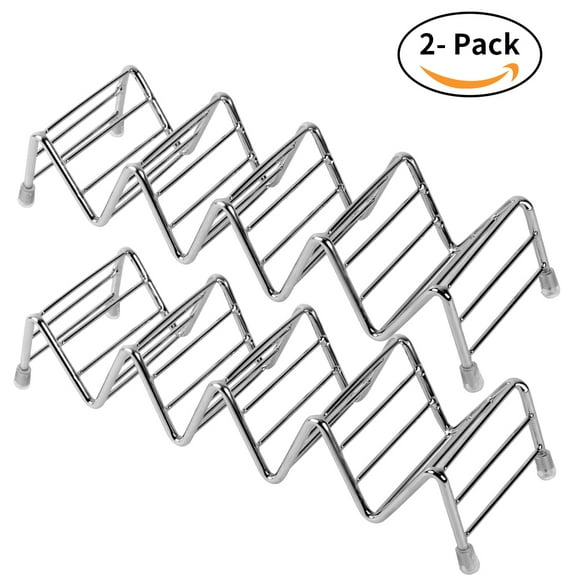 Taco Holder Set of 2, Premium Stainless Steel Taco Stand Rack for Kids Hard or Soft Shell Tacos