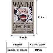 11 PCS Anime Nika Luffy 3 billion Wanted Bounty Paper Poster Straw Hat Pirates Crew Zoro Sanji Nami Usopp Chopper Robin Franky Brook Jinbei (11×8 in)