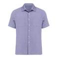 thumbnail image 6 of YLSDY Men's Linen-Blend Short Sleeve Shirt, Casual Retro Style with Dual Chest Pockets & Button-Down Closure, Relaxed Fit for Everyday Wear Purple XL, 6 of 8