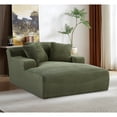 thumbnail image 3 of Cloudline Oversized Chaise Lounge Chair in Soft Corduroy, Modern Comfy Couch with Full Foam Cushioning, Cozy Sleeper Sofabed for Living Room, Bedroom, No Assembly Required, Green 67311, 3 of 8
