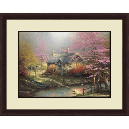 Thomas Kinkade Moonlight Cottage - Thomas Kinkade,Stepping Stone Cottage, 20x16 Decorative Wall Art