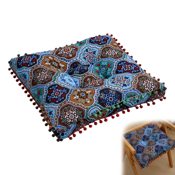 Bohemian Geometric Pattern Seat Cushion, Soft Comfort Cotton Non-Slip Seat Pad, Pressure Relief for Bedroom, Living Room, Apartment, Office & Wheelchair