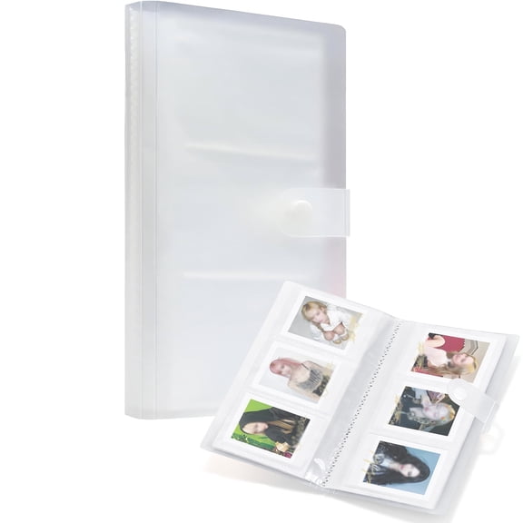 96-Pocket Portable PVC Photocard Album 3.6x2.6in Semi-Transparent Snap Closure Fits Polaroid Mini Wallet-Size Photos K-Pop Baseball Basketball Cards