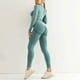 thumbnail image 3 of piezas de trajes de entrenamiento bodycon para mujer, traje de yoga sin costuras de estiramiento alto, traje informal de punto, chándal verde L, 3 of 5