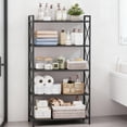 thumbnail image 6 of LEDREM 5-Tier Metal Storage Rack with X-Frame Sides, Heavy-Duty Wire Shelving Unit, Deep Organizer for Entryway Kitchen Bathroom Living Room, Industrial Ink Black, 6 of 6