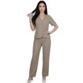 thumbnail image 1 of Conjunto 2 Piezas. Blusa de Manga Corta con Botones y Pantalón Recto de Moda, Look Sofisticado para Mujer, 1 of 5