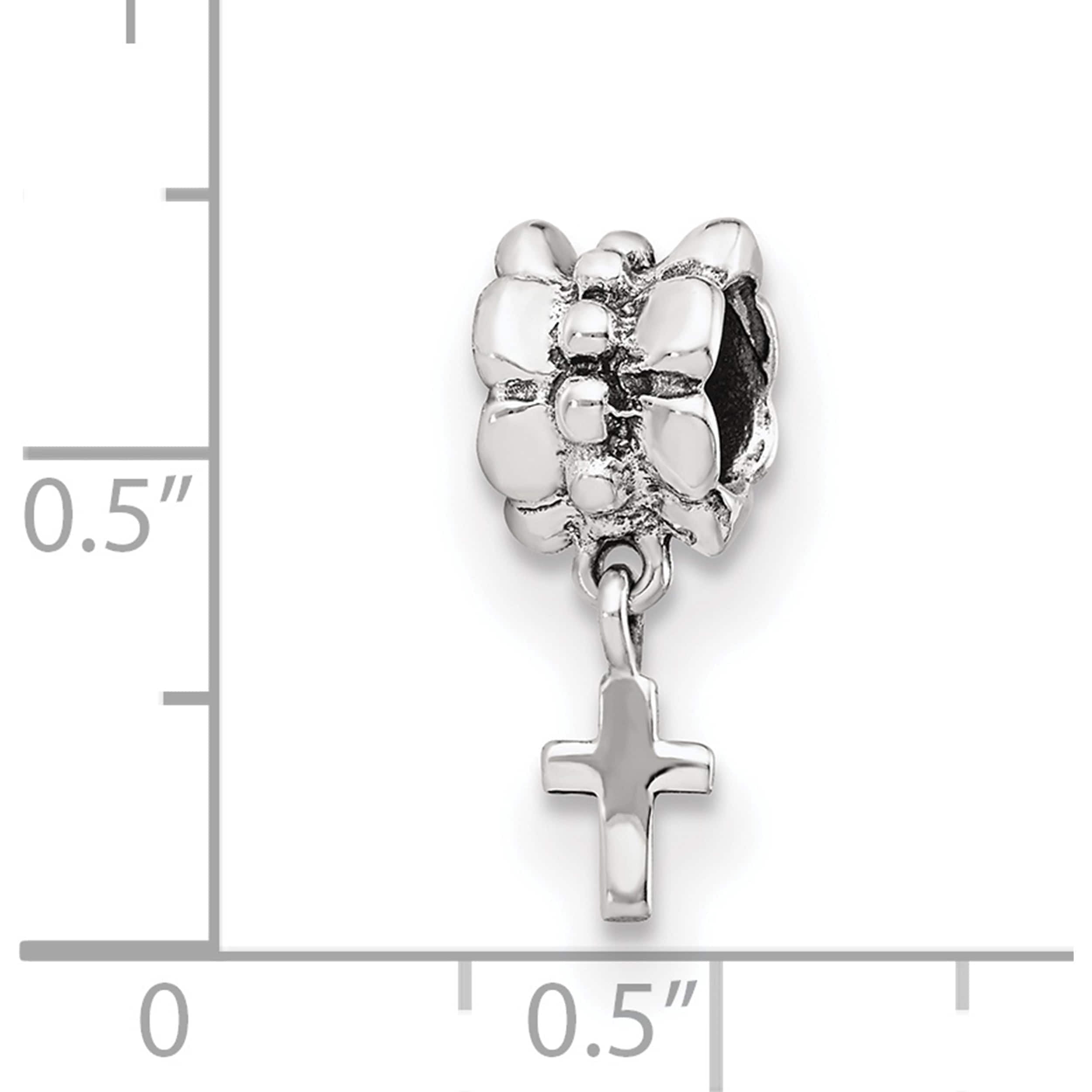 Sterling Silver Reflections Cross Dangle Bead (20 X 6.36) Made In Thailand qrs529