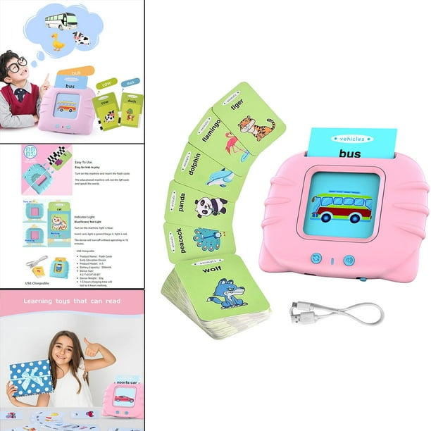 224 piezas de aprendizaje de tarjetas efectos de sonido palabras visuales juguetes educativos para de 5 - Versión rosa glé Versión rosa glés Yotijar Máquina de aprendizaje