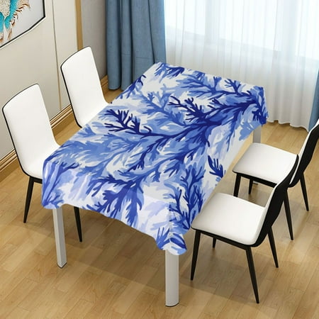 

54x72 Inch Tablecloth Polyester Square Tablecloth for Home Kitchen Dinner Decor Blue Pine Boughs