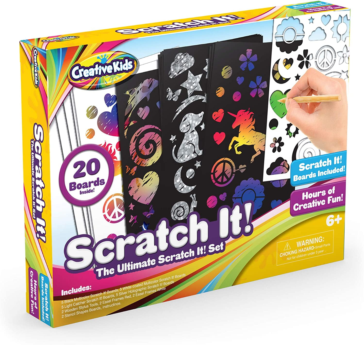 Para Niños Niños Brillo Scratch Art & Craft Paquete de papel de tarjetas de materiales Kit Set 