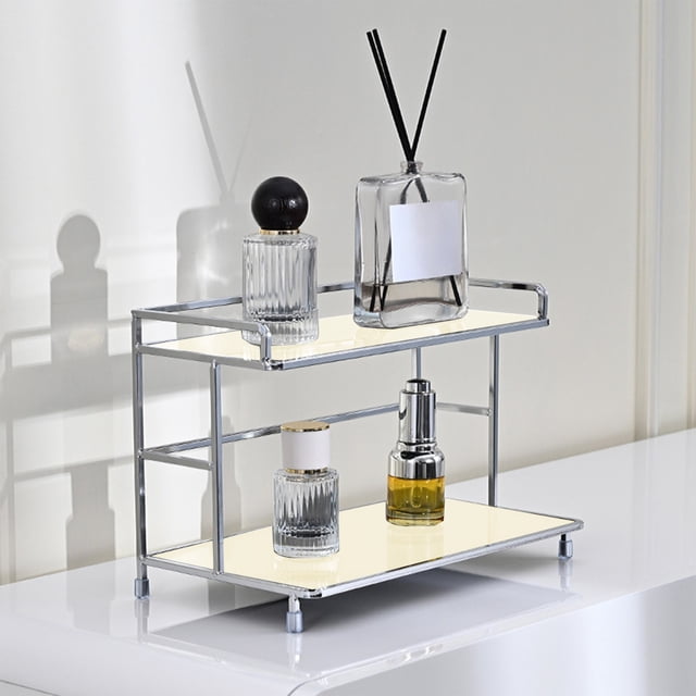 Fwttom Kitchen Tabletop Water Cup Rack Small Storage Rack Bathroom Cosmetics Storage Rack Bathroom and Toilet Workstation Acrylic Sheet Iron Rack