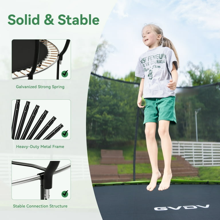 GVDV Outdoor Trampoline, 10' Backyard Recreational Pumpkin