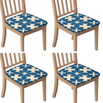 Blue and Beige Modern Art Geometric Seat Covers for Dining Room Chairs Set Of 4,Stretch Printed Washable Chair Seat Cover with Elastic Ties and Button,Removable Waterproof Couch Cushion Covers