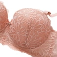 thumbnail image 4 of Xmarks Women's Sexy Lace Bra Underwire Balconette Unlined Bralette Dark Pink 95BC, 4 of 9