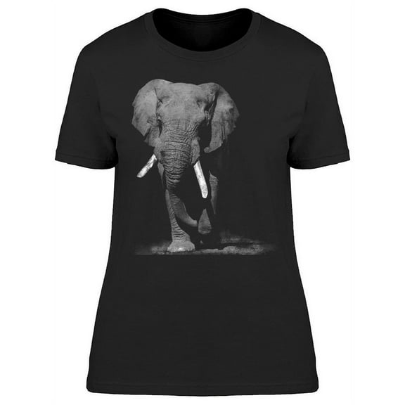 Black And White Elephant T-Shirt Women -Image by Shutterstock, Female Large