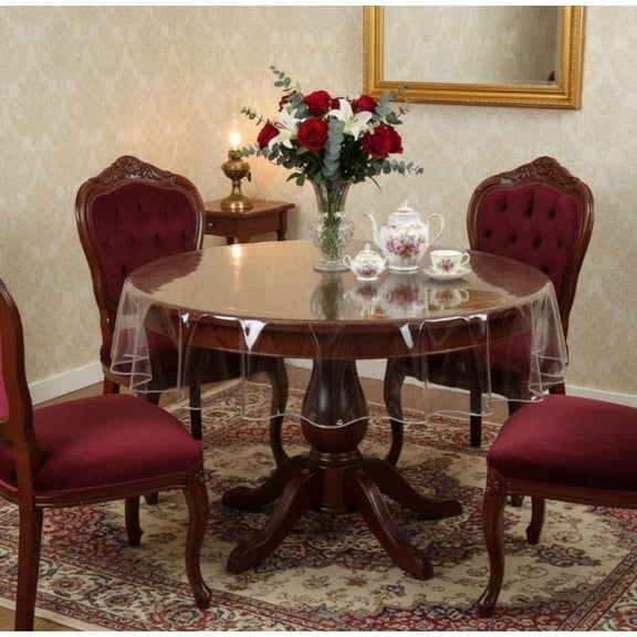 Clear Thick PVC Vinyl Table Protector - 55 Inch Waterproof & Oil-Proof Plastic Tablecloth, Durable Desk Cover for Home Dining