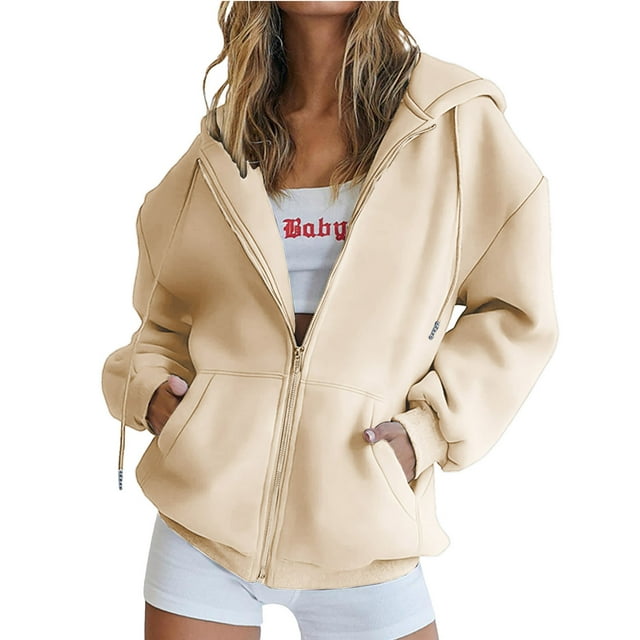 DPTALR Chandail à Fermeture Éclair Col en V pour Femmes Manches Longues Blouse à Capuche Chandail en Molleton