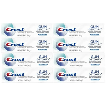 Crest Gum Detoxify Toothpaste, Deep Clean, Travel Size, 0.85 oz (24g) -Pack of 8