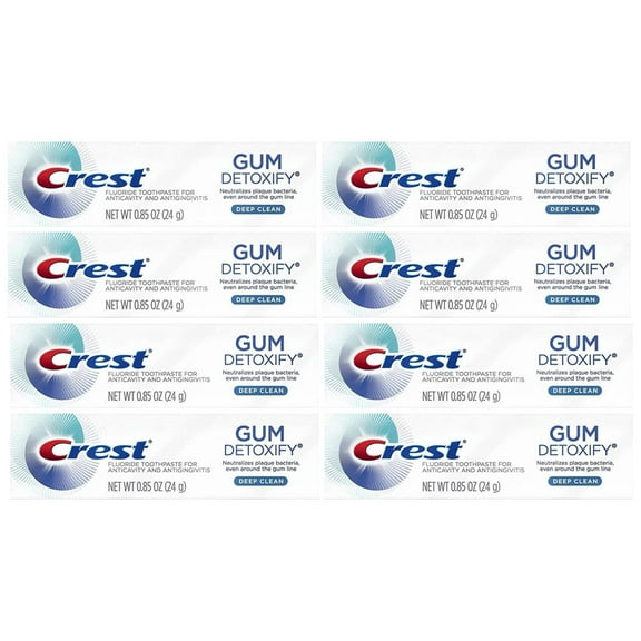 Crest Gum Detoxify Toothpaste, Deep Clean, Travel Size, 0.85 oz (24g) -Pack of 8