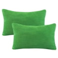 thumbnail image 4 of Fluffy Corduroy Velvet Solid Color Suqare Cusion Accent Decorative Throw Pillow for Couch, 12" x 20", Green, 2 Pack, 4 of 6