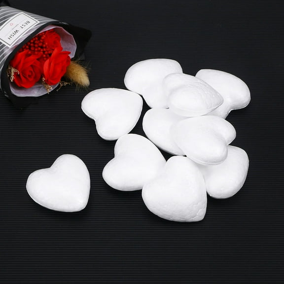 FRCOLOR 10pcs White Foam Heart Ornaments for DIY Crafts Party Decorations Perfect for Weddings and Valentine's Day 100mm