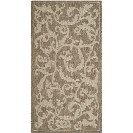 SAFAVIEH Courtyard Kevin Floral Indoor/Outdoor Area Rug, 4' x 5'7", Brown/Natural