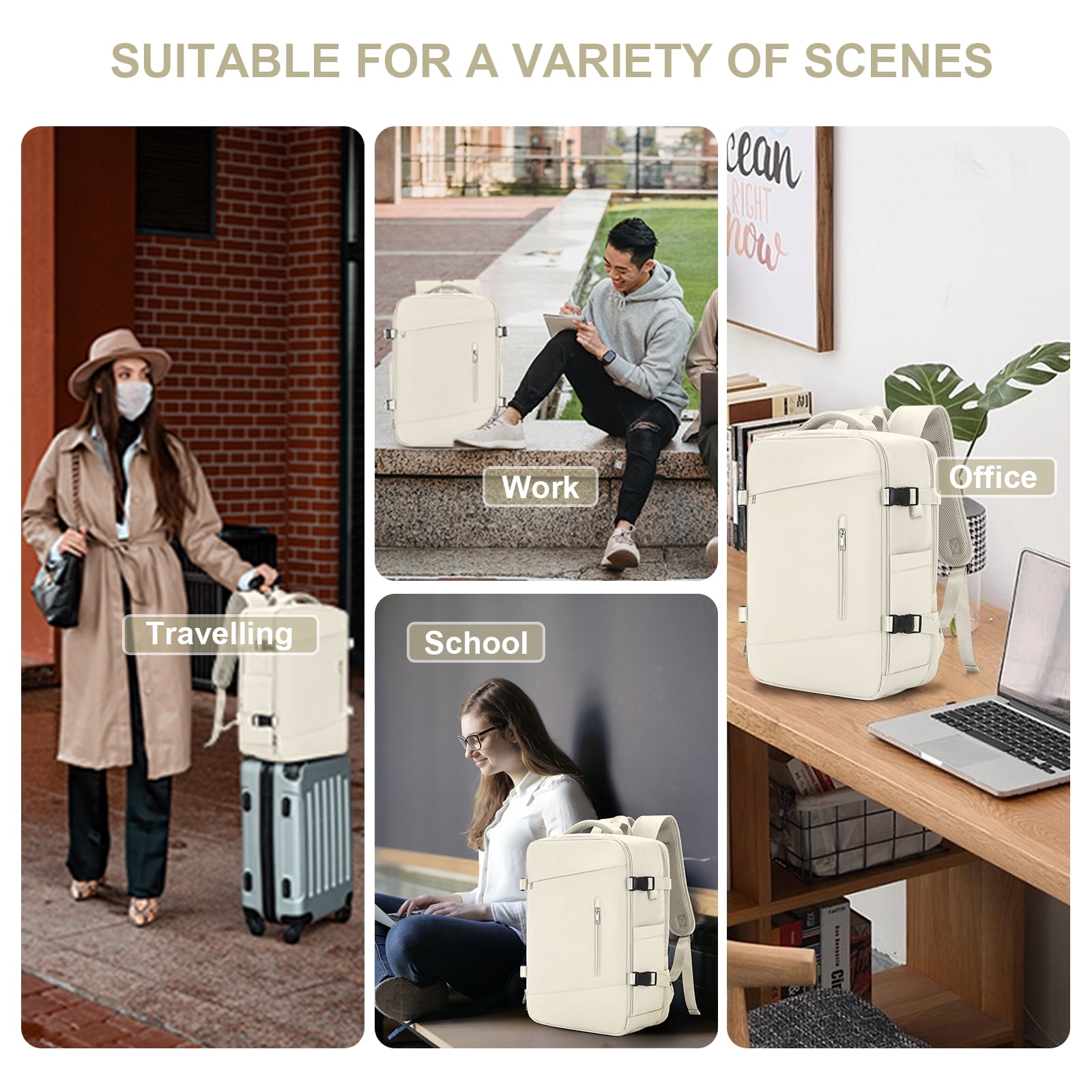 Large Travel Backpack for Women Men, Carry on Flight Approved Personal Item Backpack for Airlines Business College, Adults Waterproof Laptop Luggage Casual Daypack