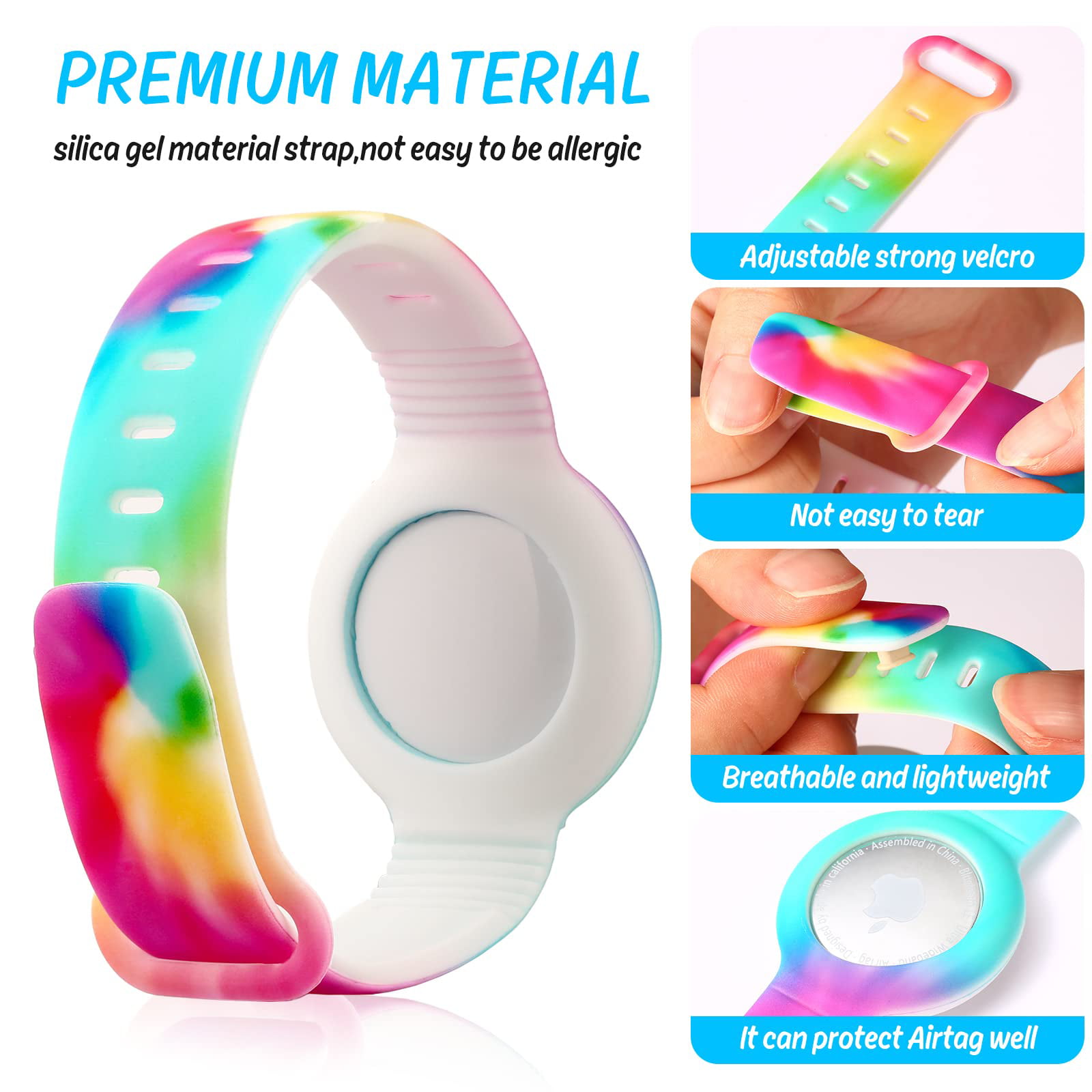 Haobuy 2pcs Airtag Bracelet for Kids Waterproof, Silicone
