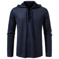 thumbnail image 2 of pstuiky Camisas casuales de manga larga para hombre, Top informal con capucha y cordón de manga larga de color liso a la moda para hombre top de hombre l, 2 of 8