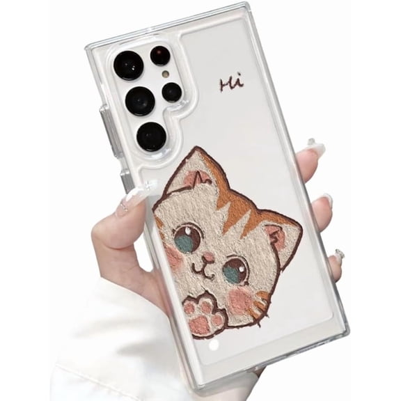Clear Cover for Samsung Galaxy S24 Ultra, Kawaii Cat Non-Yellowing Shock-Resistant S24 Phone Case, Cute Kitten Rugged Cover Protective Slim Thin S24 Case (Galaxy S24 Plus)