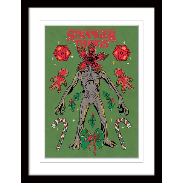 Stranger Things - Pintura Enmarcada Navidad (Rojo, Verde, Gris)