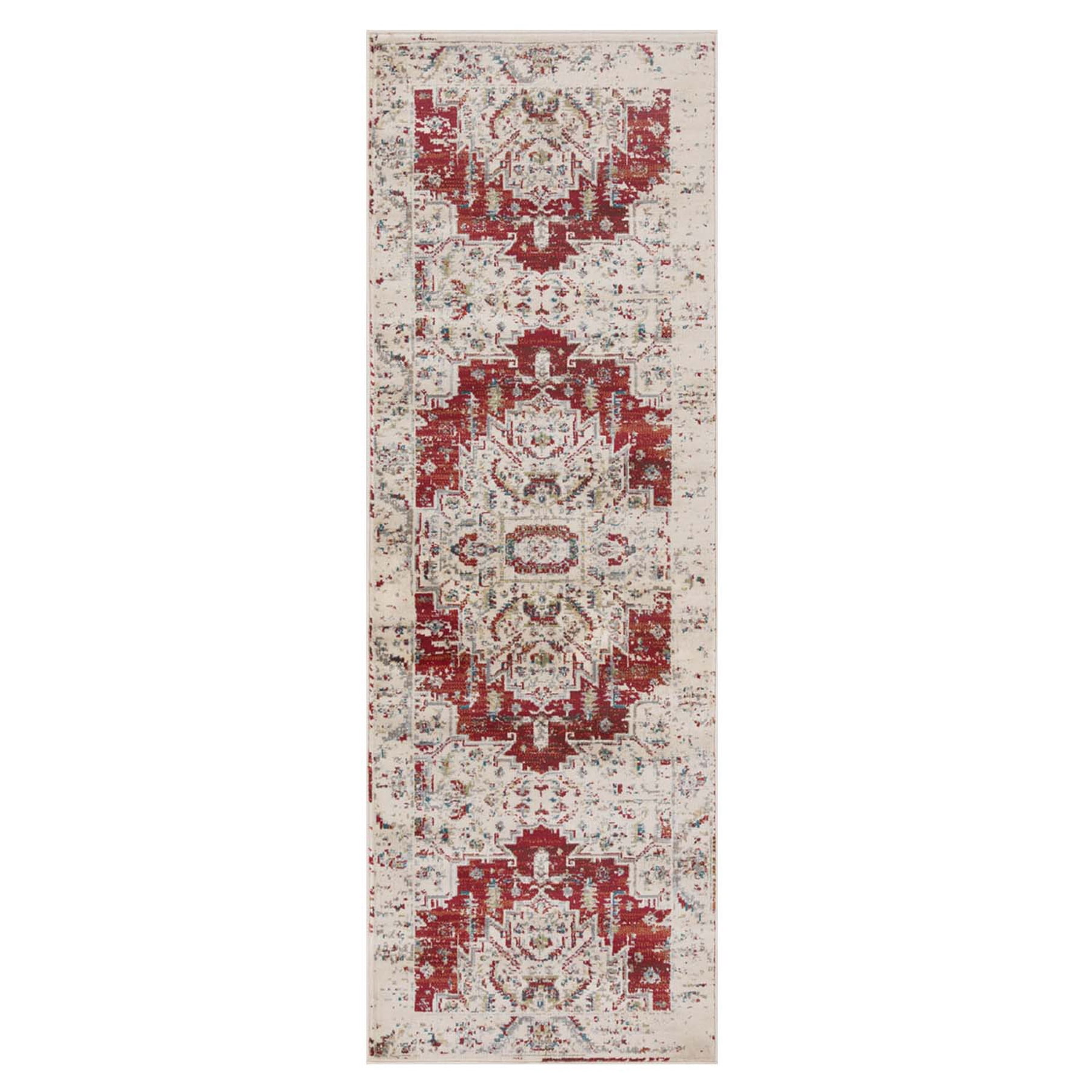 Superior Marquis Modern Farmhouse Indoor Runner Rug, 2' 7" x 8', Red